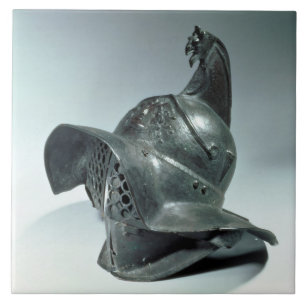 Brons hjälmen av den Thracian gladiatoren, Kakelplatta