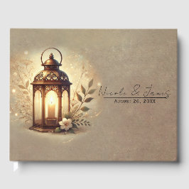 Brons Lysande Lykta Romantisk Rustik Bröllop  Gästböcker