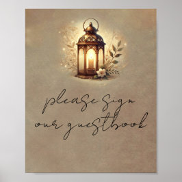 Brons Lysande Lykta Rustik Bröllopsbord Skylt