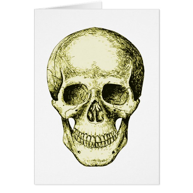 Brons människaskalleansikte hälsningskort (Framsidan)