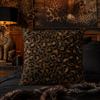 Brons Metallisk Leopardsmönster Djurmönster Kudde
