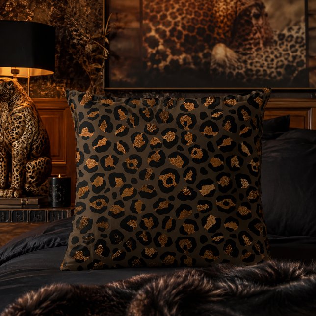 Brons Metallisk Leopardsmönster Djurmönster Kudde (Skapare uppladdad)