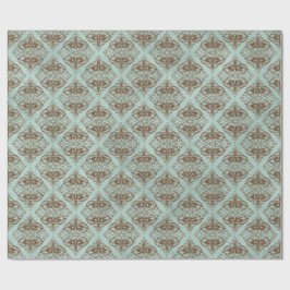 Brons och akvatisk vintage damast presentpapper