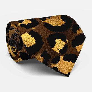 Brons och guld leopardtryck slips