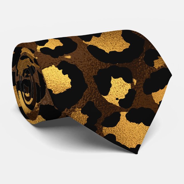 Brons och guld leopardtryck slips (Rullad)