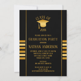 Brons- och Guld-övertoning på svart Studentfest Inbjudningar