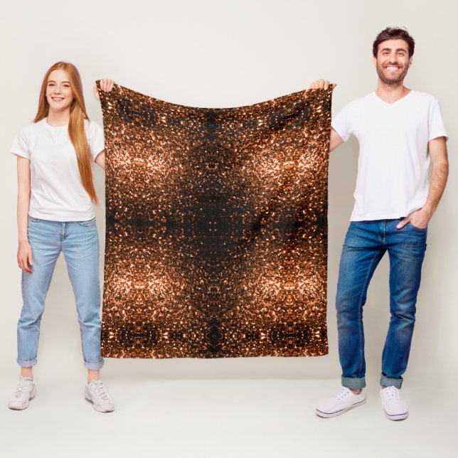 Brons orangebrun kopparfärgade falska glitter gnis fleecefilt (På plats)