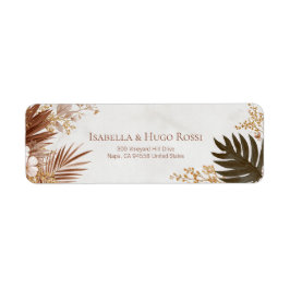 Brons Palm Fächer Bohemsk Botanisk Bård Returadress Etikett