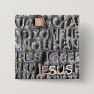 Brons platta Jesus, det Sagrada Familia som fotoet Knapp