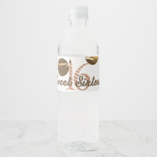Brons Polka Prickar Roséguld 16-års Födelsedag Vattenflaskor Etikett