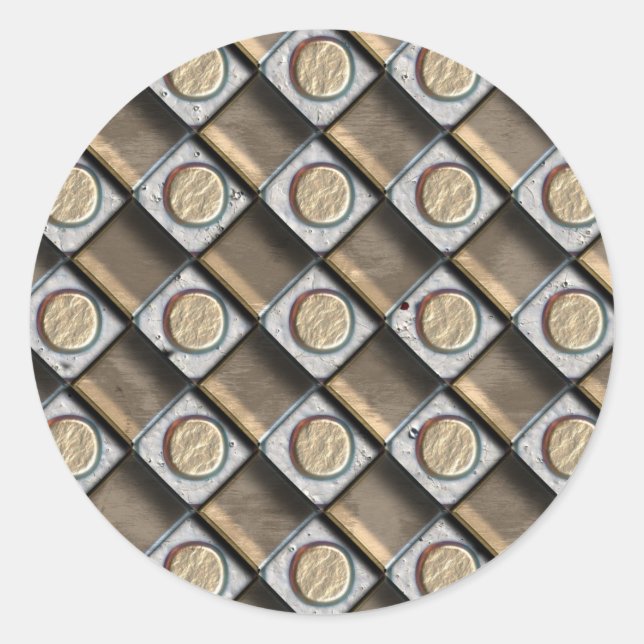 Brons, silver & guld runt klistermärke (Framsida)