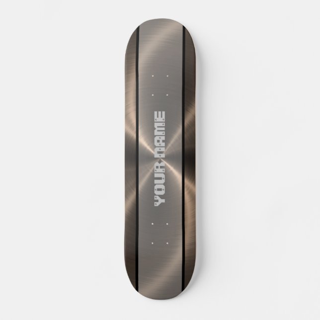 Brons skina rostfritt stålmetall 2 old school skateboard bräda 18 cm (Framsida)