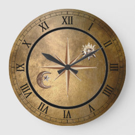 brons sol och måne väggklocka