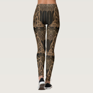 Brons,svart,konsthugga, art nouveau, blommigt,mön leggings