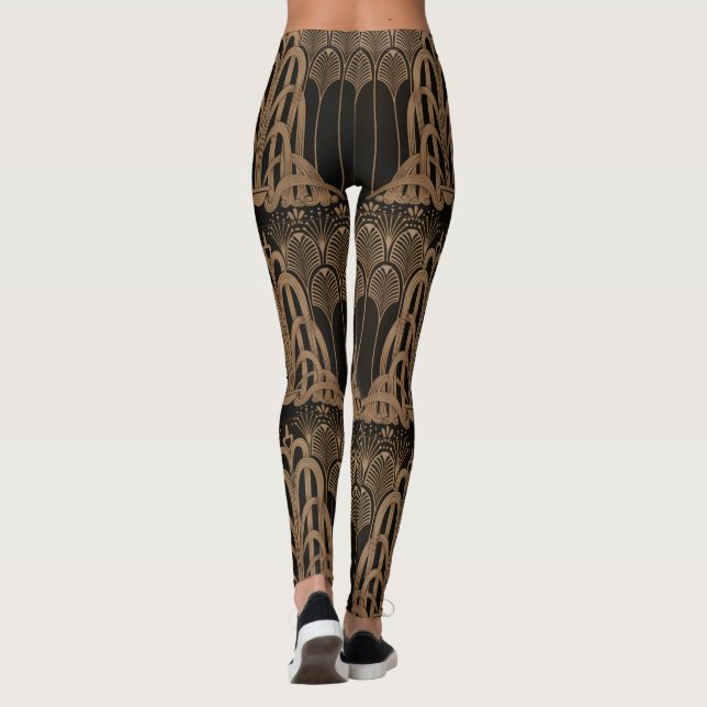 Brons,svart,konsthugga, art nouveau, blommigt,möns leggings (Baksida)