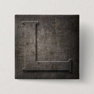 Brons svart metall L Monogram kvadrerar knäppas Knapp