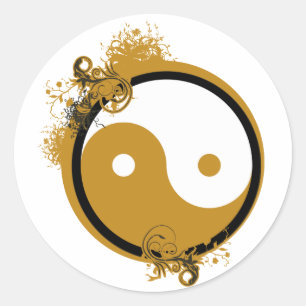 Brons Yin Yang Runt Klistermärke
