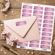 Bronsblad Violett Akvarell Körsbärsblomning