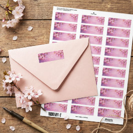Bronsblad Violett Akvarell Körsbärsblomning Returadress Etikett
