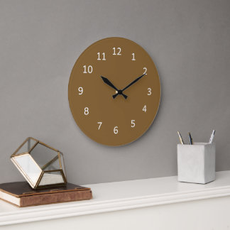 Bronsbrun enfärgad minimalistisk design enfaldig stor klocka