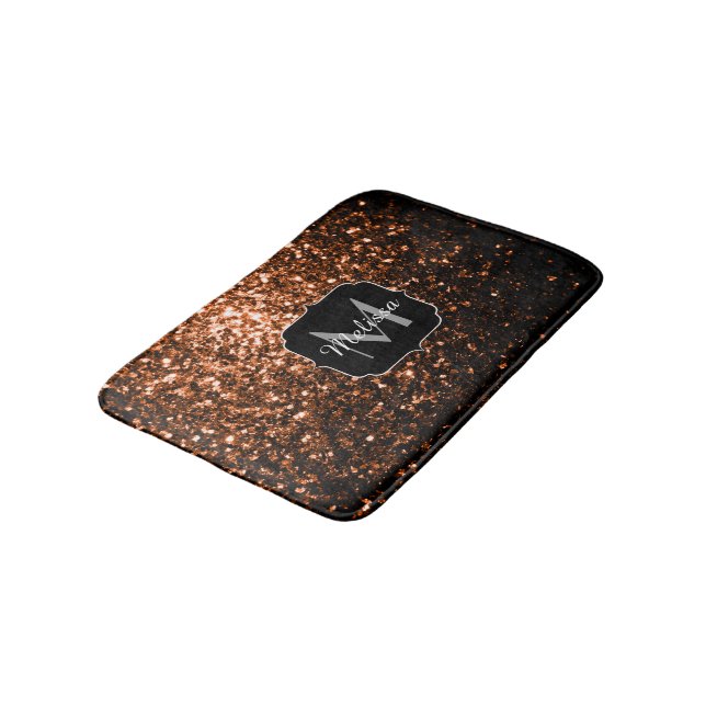 Bronsbrun kopparfalska glitter gnistrar Monogram Badrumsmatta (Vinklad)