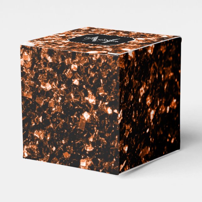 Bronsbrun kopparfalska glitter gnistrar Monogram Presentaskar (Framsidan Sidan)