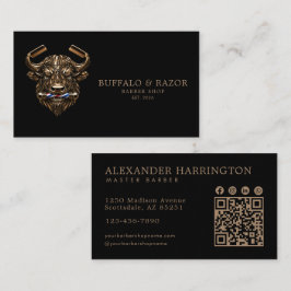Bronsbuffel professionell barberare Qr-kod Visitkort