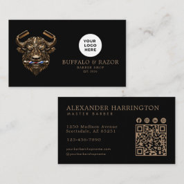 Bronsbuffel professionell herrfrisör Qr-kod Visitkort