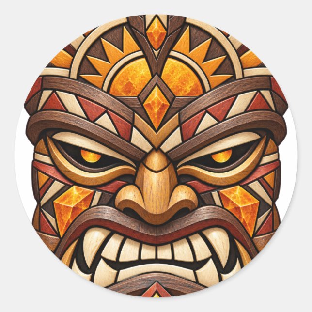Bronsglödmasksticker Runt Klistermärke (Framsida)