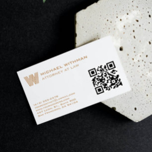 BRONSMONOGRAM LINJE QR ADVOKAT REDOVISNINGSEKONOM VISITKORT