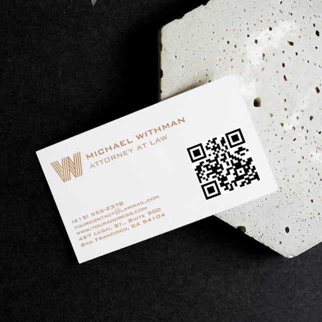BRONSMONOGRAM LINJE QR ADVOKAT REDOVISNINGSEKONOM VISITKORT (Skapare uppladdad)