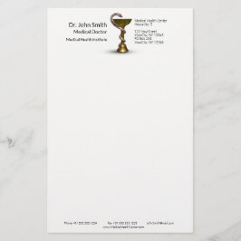 Bronsorm Medicinsk Skål Hygieia Vit Kaduceus Brevpapper