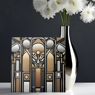 Bronston och Silver Tone Art nouveau Kakelplatta