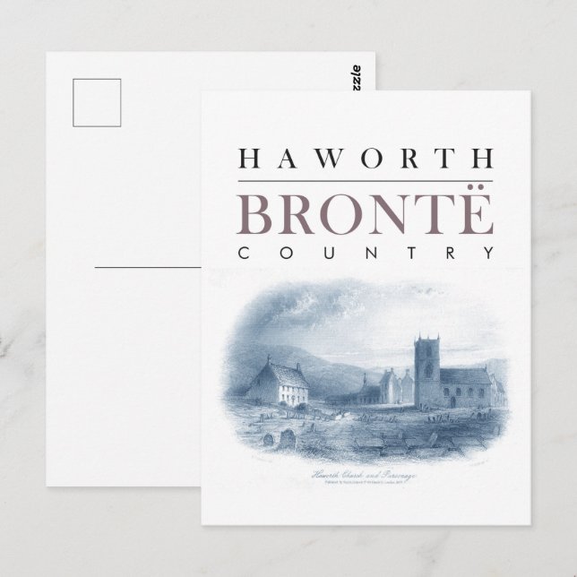 Bronte Land med Haworth Church och Parsonage Vykort (Fram/baksida)