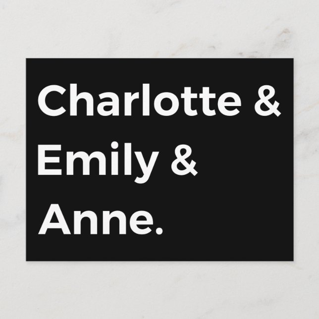 Brontë Sisters I - Charlotte & Emily & Anne Vykort (Framsida)