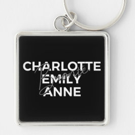 Brontë Sisters II - Charlotte & Emily & Anne Fyrkantig Silverfärgad Nyckelring