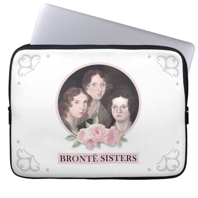 Bronte Sisters Porträtt med Rosa ros Laptop Fodral (Framsidan)