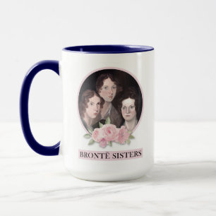Bronte Sisters Porträtt med Rosa ros Mugg