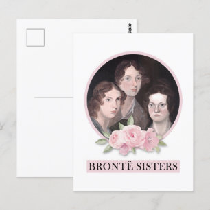 Bronte Sisters Porträtt med Rosa ros Vykort