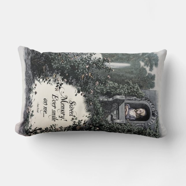Brontë "Sweet Memory" Victorian Art Poetry Pillow Lumbarkudde (Framsida)