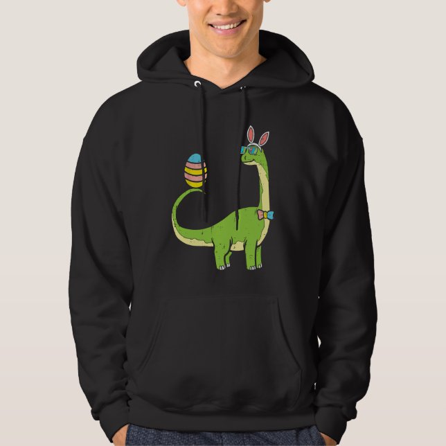 Brontosaurus Bunny Ears Egg Easter Day Dinosaur Di Hoodie (Framsida)