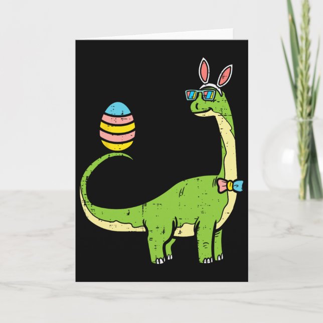 Brontosaurus Bunny Ears Egg Easter Day Dinosaur Di Kort (Framsida)