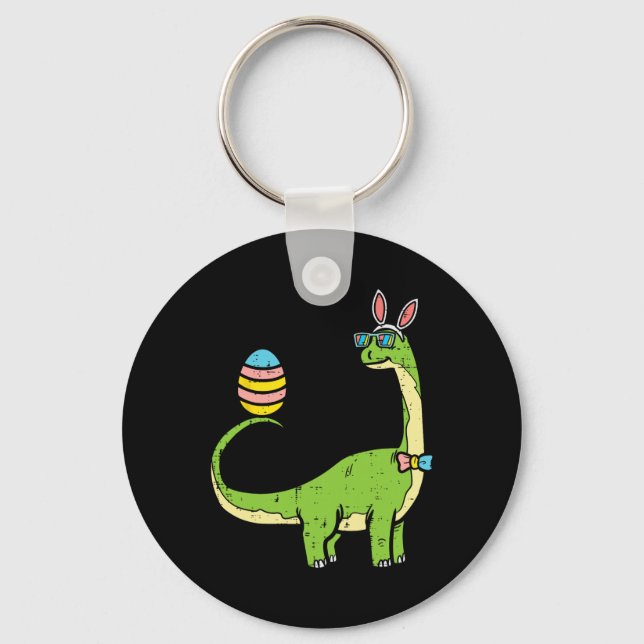 Brontosaurus Bunny Ears Egg Easter Day Dinosaur Di Nyckelring (Framsida)