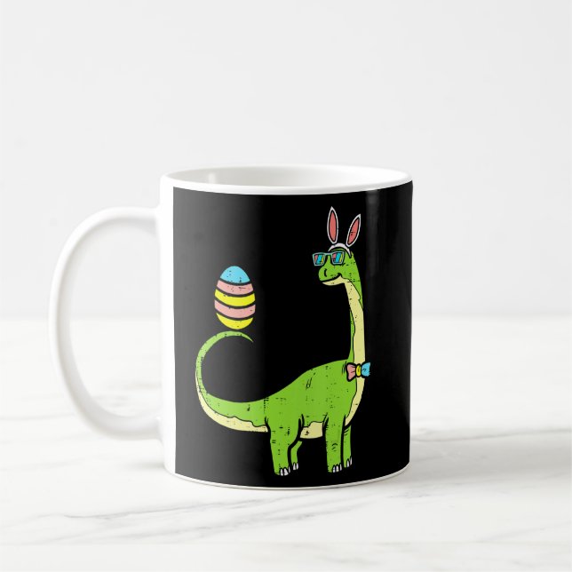 Brontosaurus Bunny Öron Egg Påsk Day Dinosaur Bo Kaffemugg (Vänster)