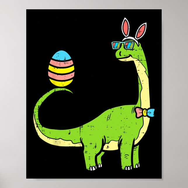 Brontosaurus Bunny Öron Egg Påsk Day Dinosaur Di Poster (Framsidan)