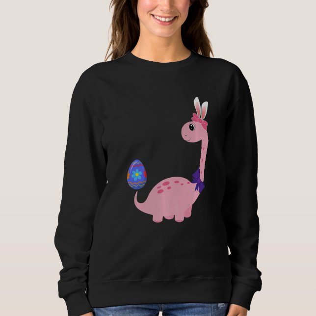 Brontosaurus Bunny Öron Egg Påsk Day Dinosaur Di T Shirt (Framsida)