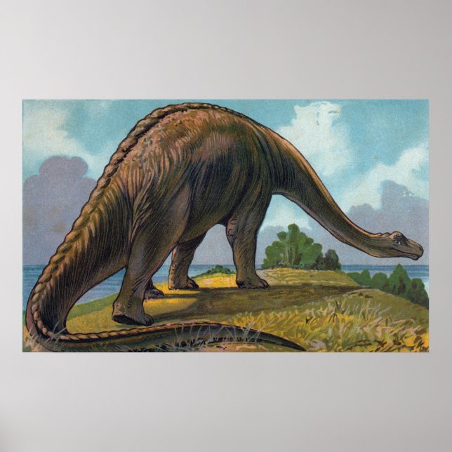 Brontosaurus Dinosaur Antique Skriv ut Poster (Framsidan)