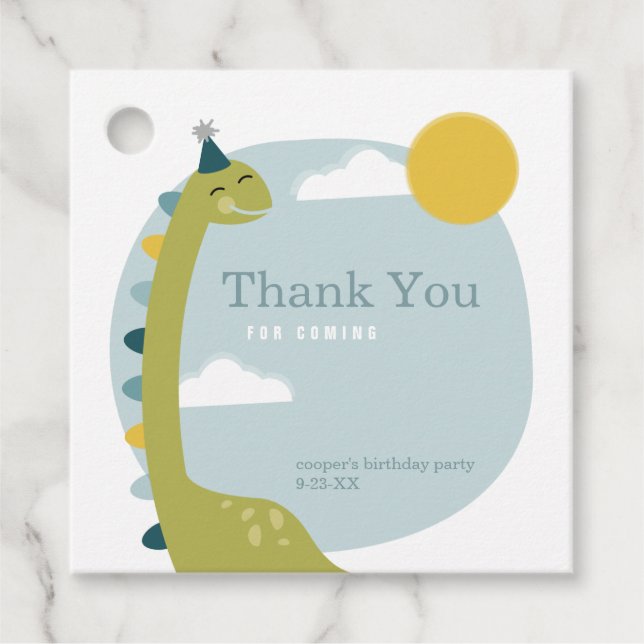 Brontosaurus Dinosaur Blå himmel Sol Gåvor Etiketter (Framsida)