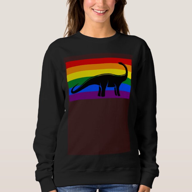 Brontosaurus Dinosaur  Gay Pride Flag Aesthetic T Shirt (Framsida)