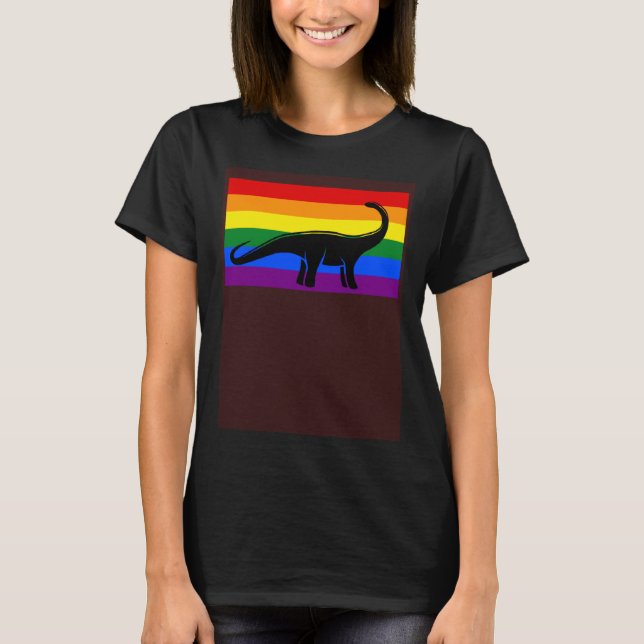 Brontosaurus Dinosaur  Gay Pride Flag Aesthetic T Shirt (Framsida)